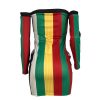 Long sleeves bodycon mini dress Rasta Slim fit reggae color print - Image 7