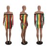Long sleeves bodycon mini dress Rasta Slim fit reggae color print - Image 10