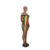 Long sleeves bodycon mini dress Rasta Slim fit reggae color print - Image 2