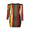 Long sleeves bodycon mini dress Rasta Slim fit reggae color print - Image 4