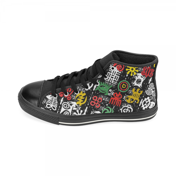 Rasta African Black mens Canvas Hi Top Shoes