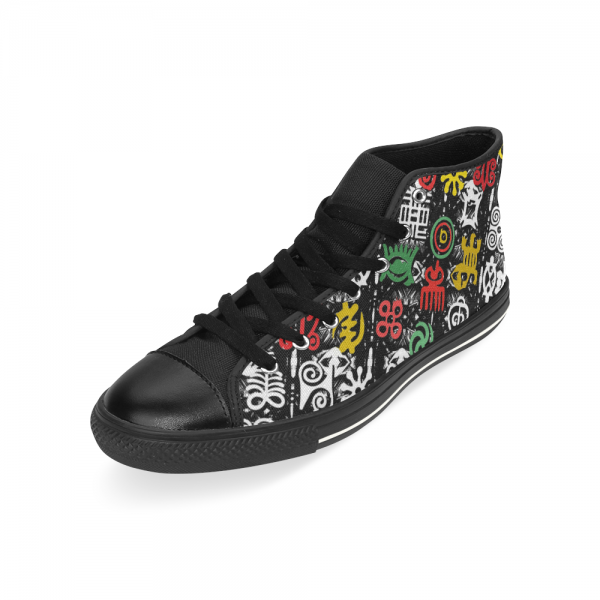 Rasta African Large Sizes Black mens Canvas Hi Top Shoes