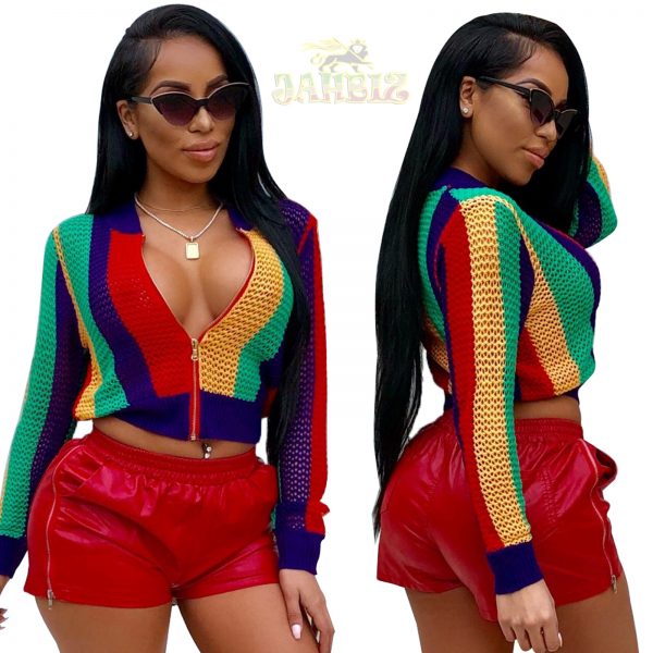 Rasta summer mesh crop top jacket