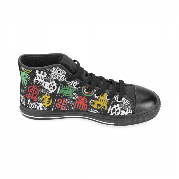 Rasta African Black mens Canvas Hi Top Shoes