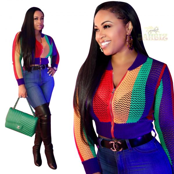 Rasta summer mesh crop top jacket