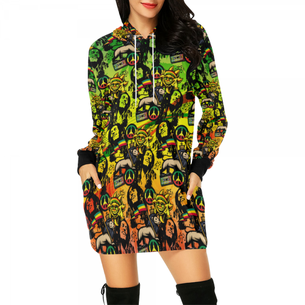 Rasta Mini Dress Women extra Long Hoodie