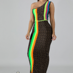 Long sleeveless bodycon dress Rasta Slim fit reggae color print