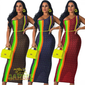 Long sleeveless bodycon dress Rasta Slim fit reggae color print